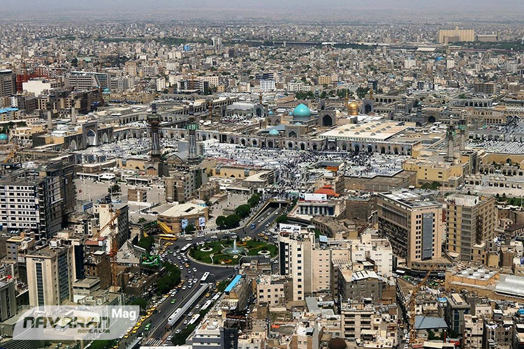 نمایی هوایی از شهر زیبای مشهد - سفر زمینی به مشهد