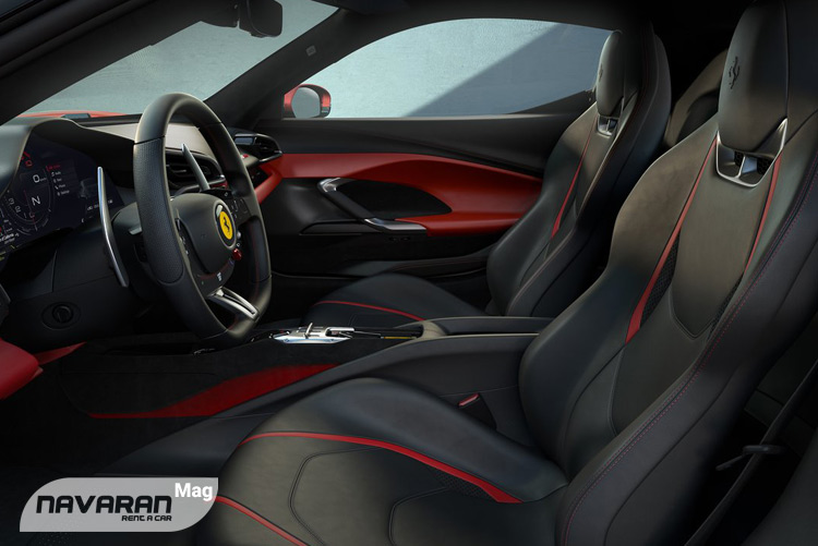 تصویر داخل خودرو فراری GTB 2022 و صندلی ها
